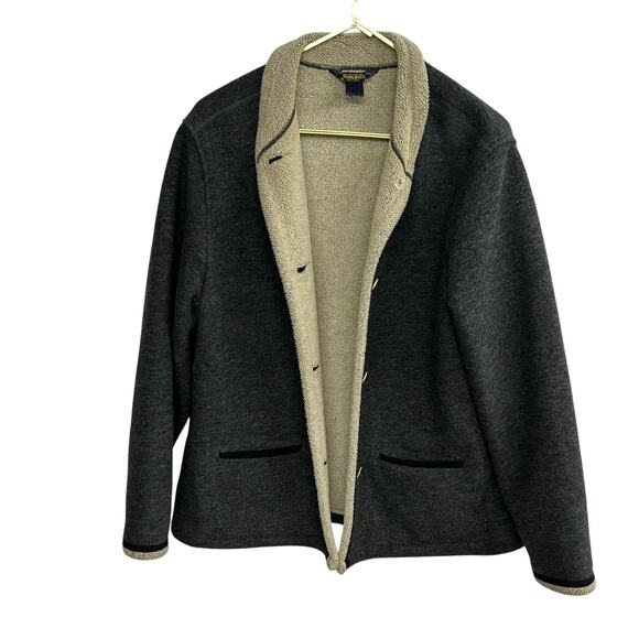 Cozy cabin sherpa fleece jacket Woolrich gray button front quiet‎ luxury size XL - Picture 1 of 8